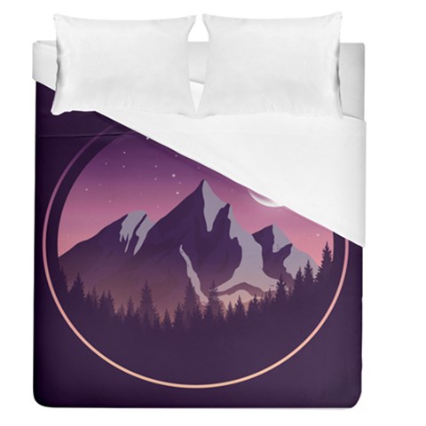 Mountain Night Crescent Moon Duvet Cover (Queen Size) from ArtsNow.com