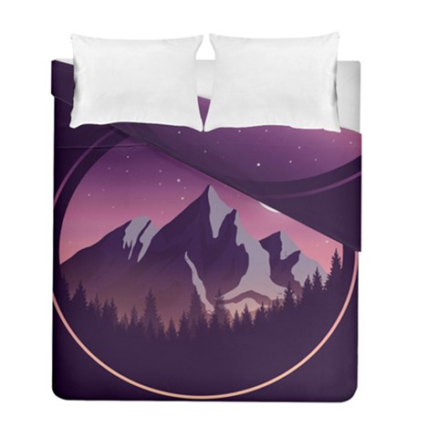 Mountain Night Crescent Moon Duvet Cover Double Side (Full/ Double Size) from ArtsNow.com