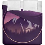 Mountain Night Crescent Moon Duvet Cover Double Side (King Size)