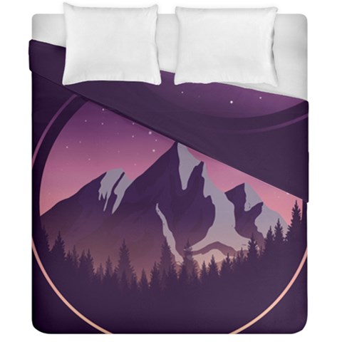 Mountain Night Crescent Moon Duvet Cover Double Side (California King Size) from ArtsNow.com