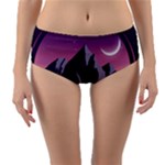 Mountain Night Crescent Moon Reversible Mid-Waist Bikini Bottoms