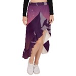 Mountain Night Crescent Moon Asymmetrical Ruffle Hem Skirt 