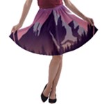 Mountain Night Crescent Moon A-line Skater Skirt