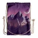 Mountain Night Crescent Moon Drawstring Bag (Large)