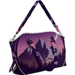 Mountain Night Crescent Moon Canvas Crossbody Bag