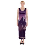 Mountain Night Crescent Moon Fitted Maxi Dress