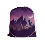 Mountain Night Crescent Moon Drawstring Pouch (XL)