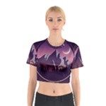 Mountain Night Crescent Moon Cotton Crop Top