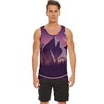 Mountain Night Crescent Moon Men s Wide Collar Tank Top