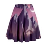 Mountain Night Crescent Moon High Waist Skirt