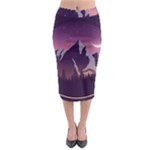 Mountain Night Crescent Moon Midi Pencil Skirt