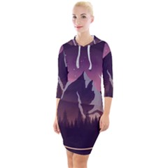 Quarter Sleeve Hood Bodycon Dress 