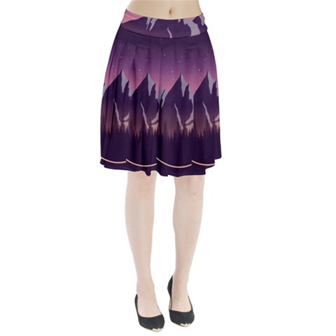 Mountain Night Crescent Moon Pleated Skirt from ArtsNow.com