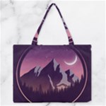 Mountain Night Crescent Moon Zipper Medium Tote Bag