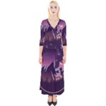 Mountain Night Crescent Moon Quarter Sleeve Wrap Maxi Dress