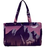 Mountain Night Crescent Moon Canvas Work Bag