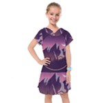 Mountain Night Crescent Moon Kids  Drop Waist Dress