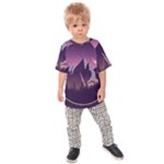 Mountain Night Crescent Moon Kids  Raglan T-Shirt