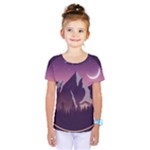 Mountain Night Crescent Moon Kids  One Piece T-Shirt