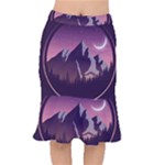 Mountain Night Crescent Moon Short Mermaid Skirt