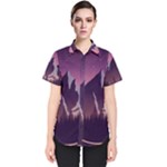 Mountain Night Crescent Moon Women s Short Sleeve Shirt