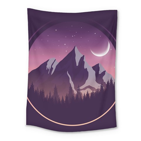 Mountain Night Crescent Moon Medium Tapestry from ArtsNow.com