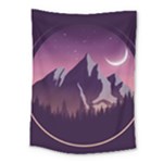 Mountain Night Crescent Moon Medium Tapestry