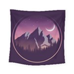 Mountain Night Crescent Moon Square Tapestry (Small)