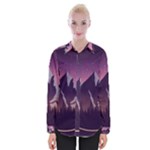 Mountain Night Crescent Moon Womens Long Sleeve Shirt