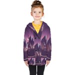 Mountain Night Crescent Moon Kids  Double Breasted Button Coat