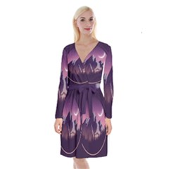 Long Sleeve Velvet Front Wrap Dress 