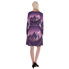 Long Sleeve Velvet Front Wrap Dress 