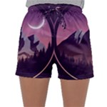 Mountain Night Crescent Moon Sleepwear Shorts