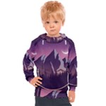 Mountain Night Crescent Moon Kids  Hooded Pullover