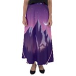 Mountain Night Crescent Moon Flared Maxi Skirt