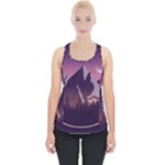 Mountain Night Crescent Moon Piece Up Tank Top