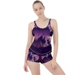 Mountain Night Crescent Moon Boyleg Tankini Set 