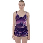 Mountain Night Crescent Moon Tie Front Two Piece Tankini