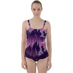 Mountain Night Crescent Moon Twist Front Tankini Set