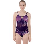 Mountain Night Crescent Moon Cut Out Top Tankini Set