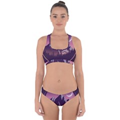 Mountain Night Crescent Moon Cross Back Hipster Bikini Set from ArtsNow.com