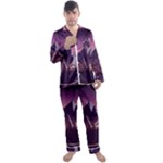 Mountain Night Crescent Moon Men s Long Sleeve Satin Pajamas Set