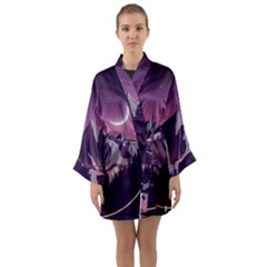 Long Sleeve Satin Kimono 