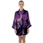 Mountain Night Crescent Moon Long Sleeve Satin Kimono