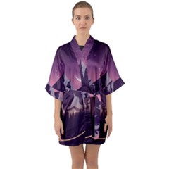 Half Sleeve Satin Kimono  