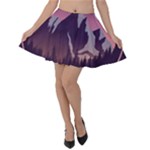 Mountain Night Crescent Moon Velvet Skater Skirt