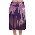 Mountain Night Crescent Moon Velvet Flared Midi Skirt