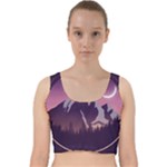 Mountain Night Crescent Moon Velvet Racer Back Crop Top