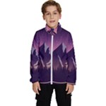 Mountain Night Crescent Moon Kids  High Neck Windbreaker