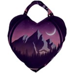 Mountain Night Crescent Moon Giant Heart Shaped Tote